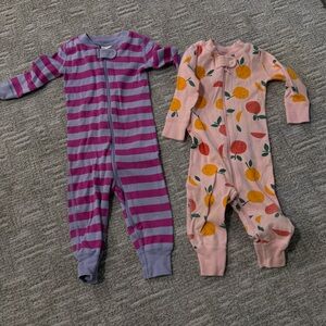 Hanna Andersson Purple and Pink Striped Footie and Fruit Design
